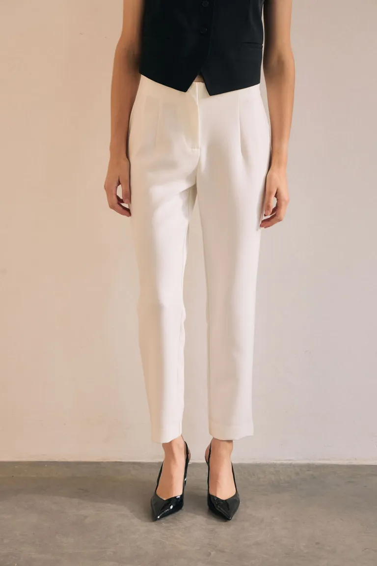 Pantalón sastre de corte slim en color blanco para mujeres de Portsaid en Pantalones para argentina
