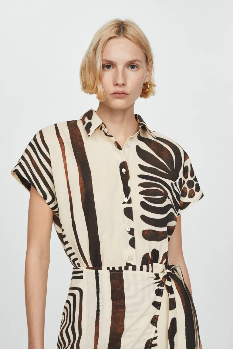 Vestido camisero cruzado estampado de Mango en Vestidos para argentina