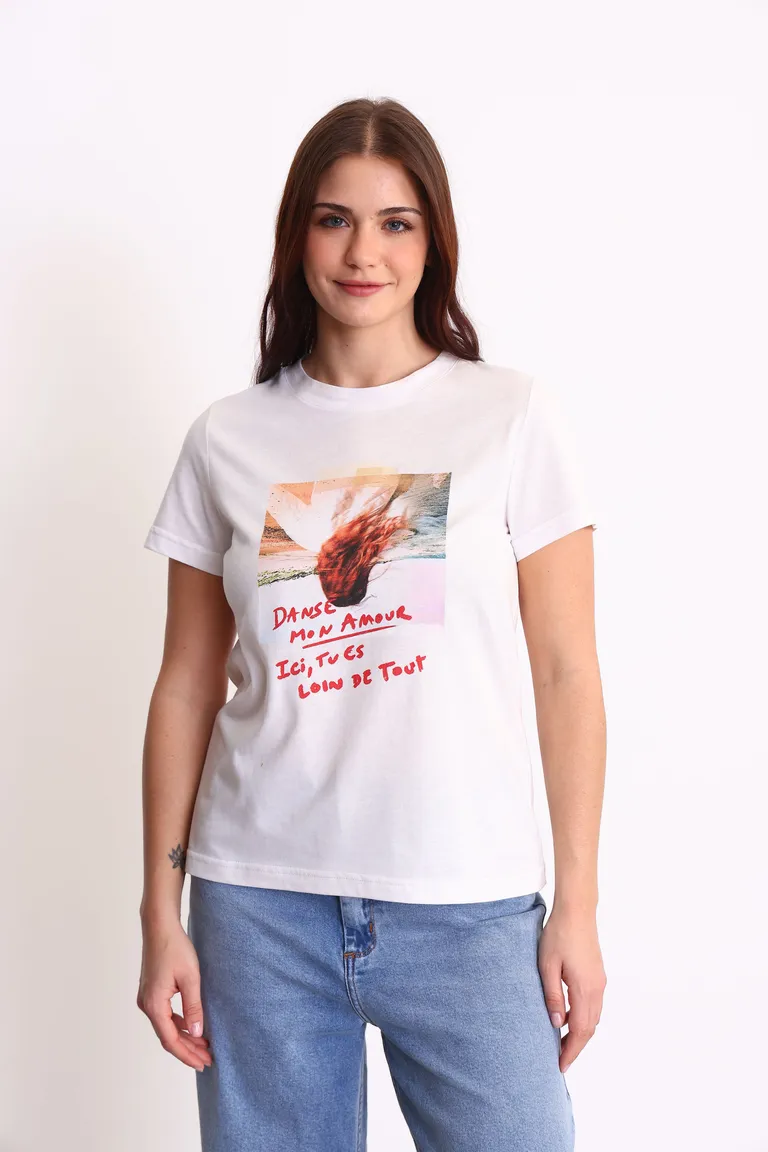 Remera de algodón de corte recto con estampa gráfica llamativa de Yagmour en Remeras para argentina