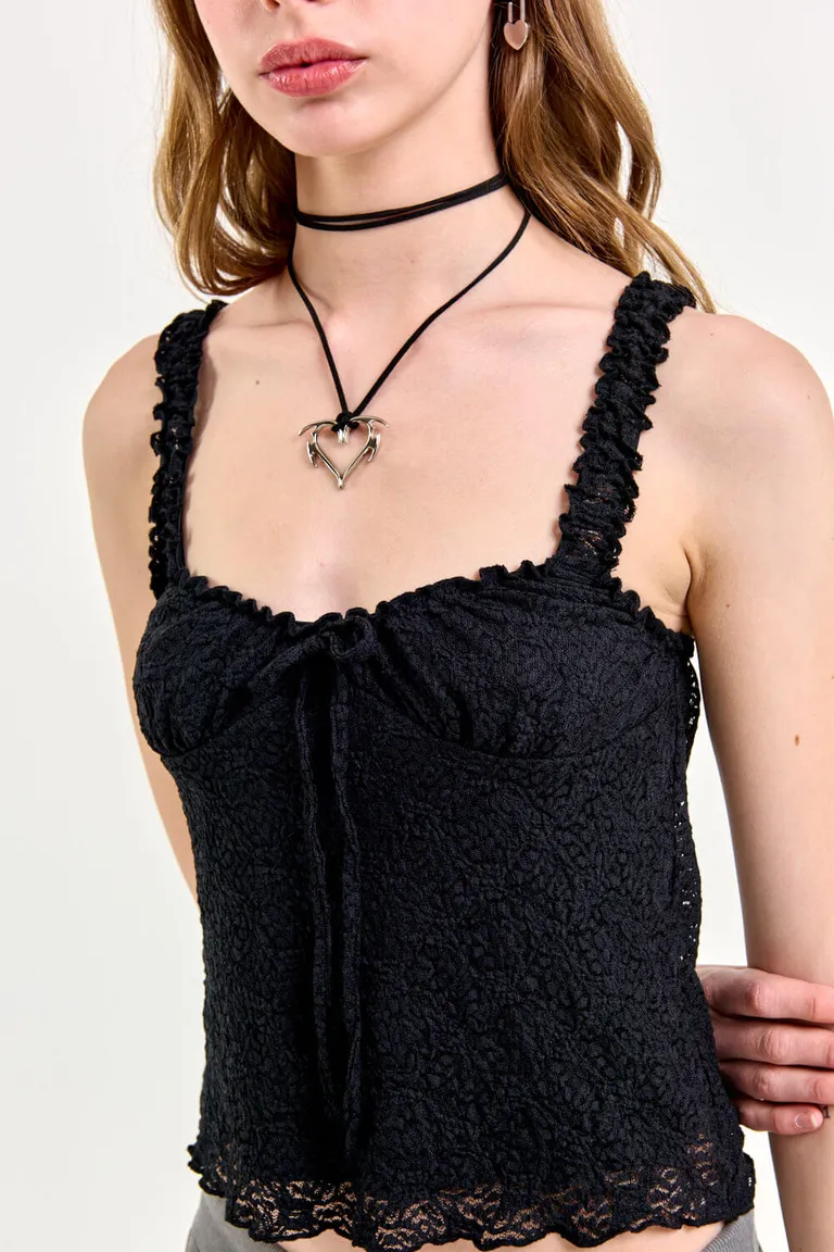 Top de encaje con espalda elástica y breteles finos regulables de 47 Street en Tops para argentina