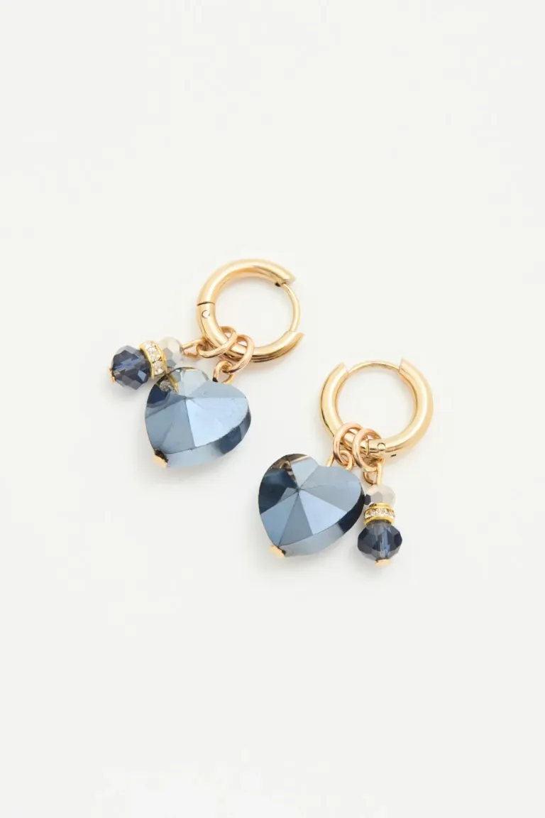 Aros argolla con dije de estrella facetado y piedras grises de Rapsodia en Bijouterie para argentina