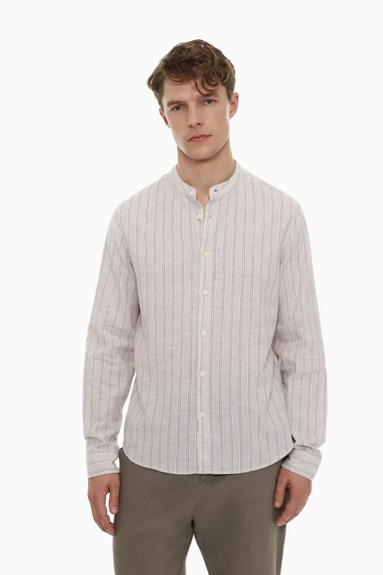 Camisa cuello mao lino algodón de Lefties en Camisas para argentina