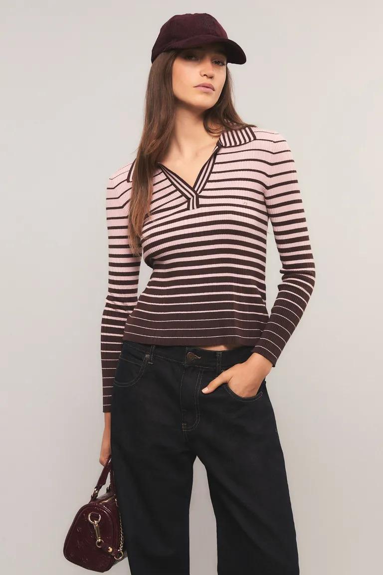 Chomba ajustada de mangas largas con cuello polo y diseño de rayas horizontales degradé de Kosiuko en Remeras para argentina