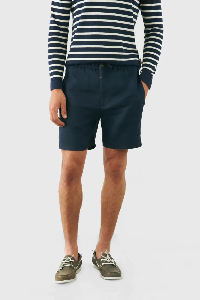 Bermuda de lino azul con elástico en la cintura y cordón ajustable de Bensimon en Bermudas y Shorts para argentina
