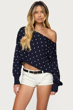 Sweater oversize lunares hombros descubiertos de Edikted en Buzos y Sweaters para argentina
