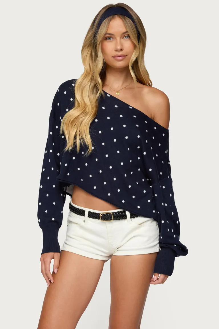 Sweater oversize lunares hombros descubiertos de Edikted en Buzos y Sweaters para argentina