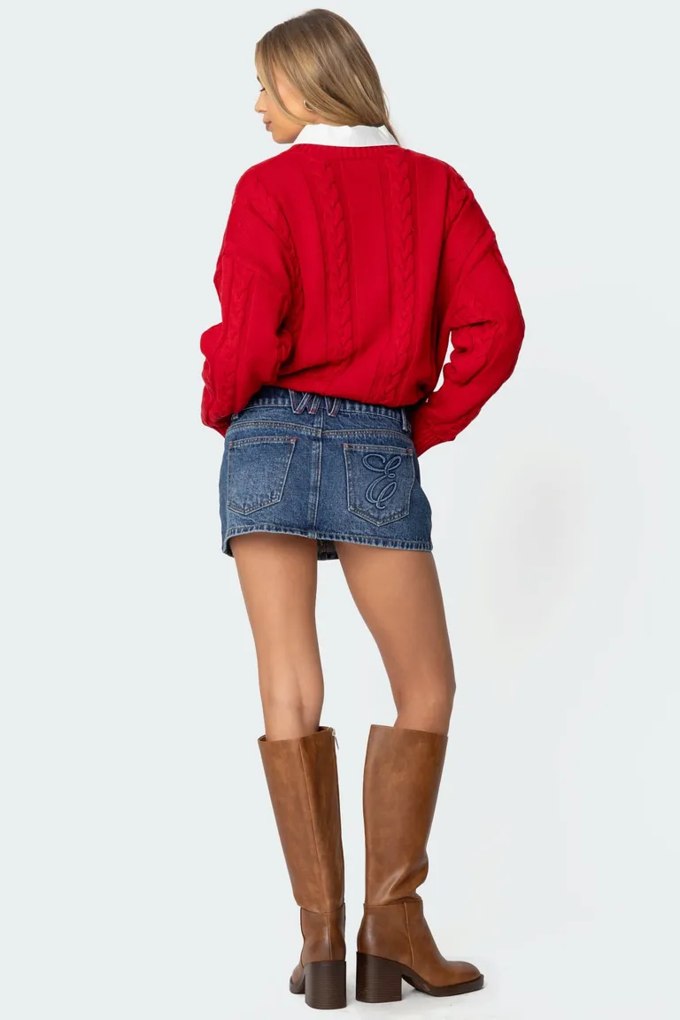 Minifalda denim bolsillo bordado de Edikted en Faldas para argentina