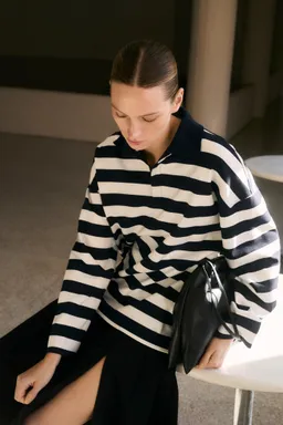 Buzo rayas cuello polo de Mango en Buzos y Sweaters para argentina