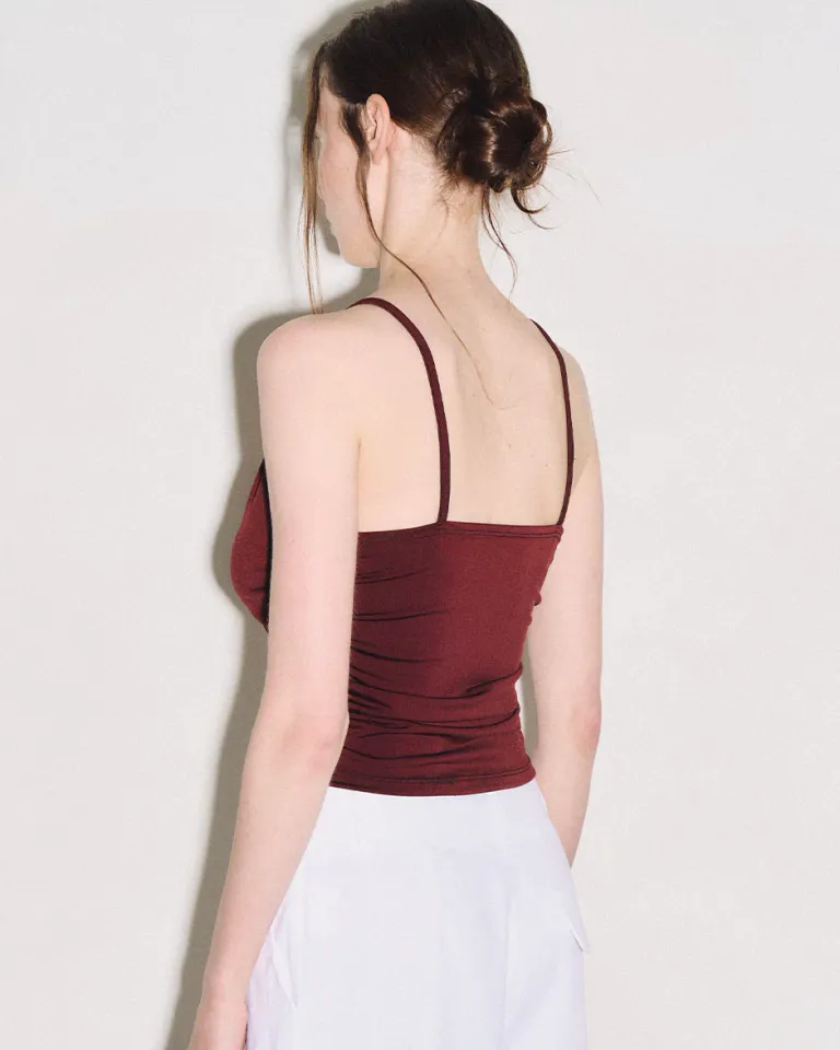 Top drapeado con frunces laterales y escote pronunciado de Sky en Tops para argentina