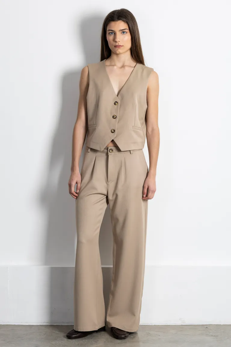 Pantalón beige ancho y versátil para mujer de Kill en Pantalones para argentina