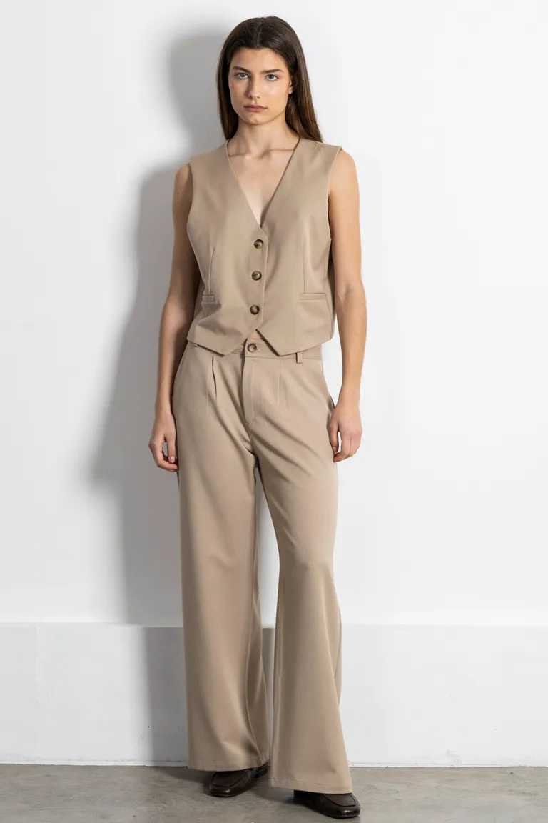 Pantalón beige ancho y versátil para mujer de Kill en Pantalones para argentina