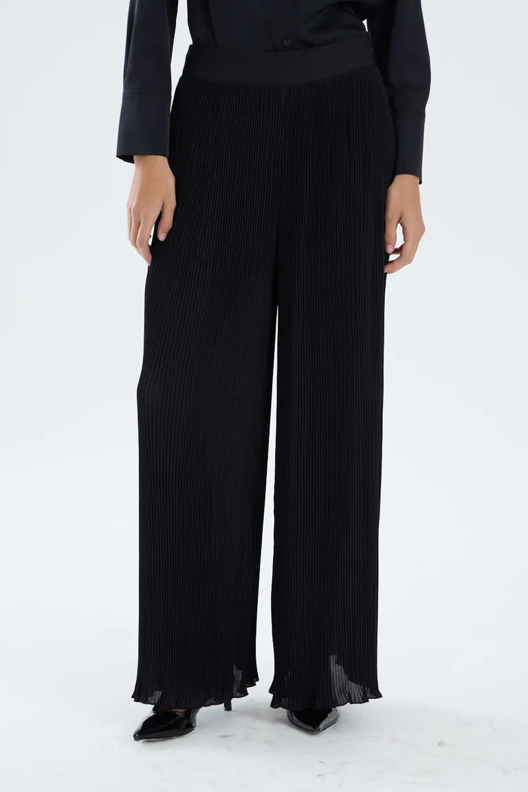 Pantalón de mujer ancho con acabado plisado y tiro medio de Portsaid en Pantalones para argentina