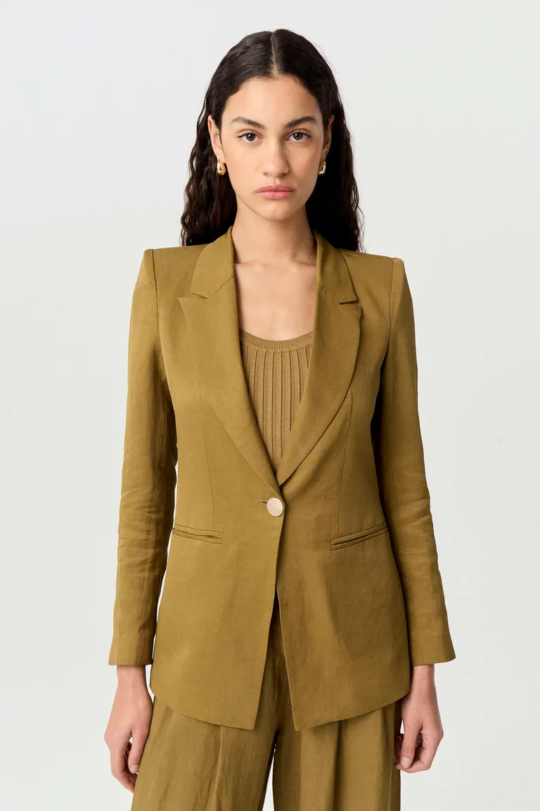 Blazer largo de sastrería viscosa, silueta entallada y manga larga de Markova en Blazers para argentina