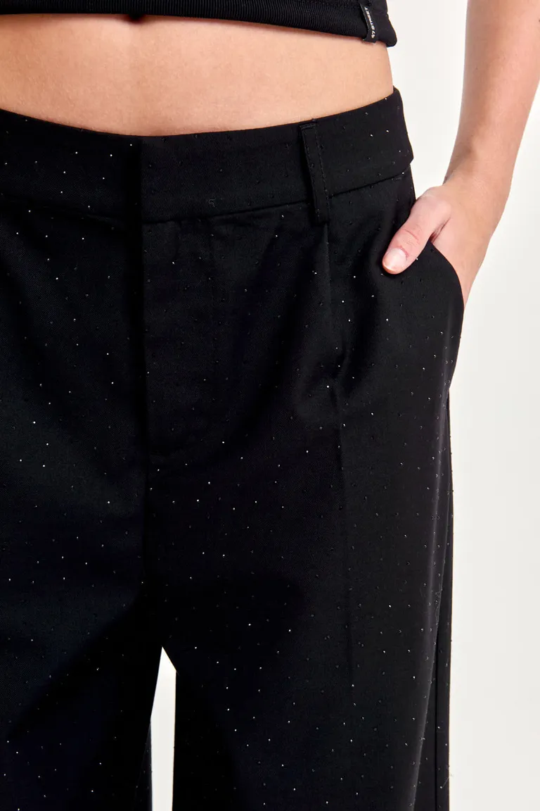 Pantalón de tiro medio de tela sastrera con brillo sutil de 47 Street en Pantalones para argentina