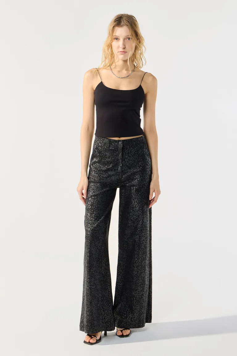 Pantalón ancho de bengalina estampada para mujer de Cuesta Blanca en Pantalones para argentina