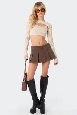 Micro falda short plisada denim de Edikted en Faldas para argentina