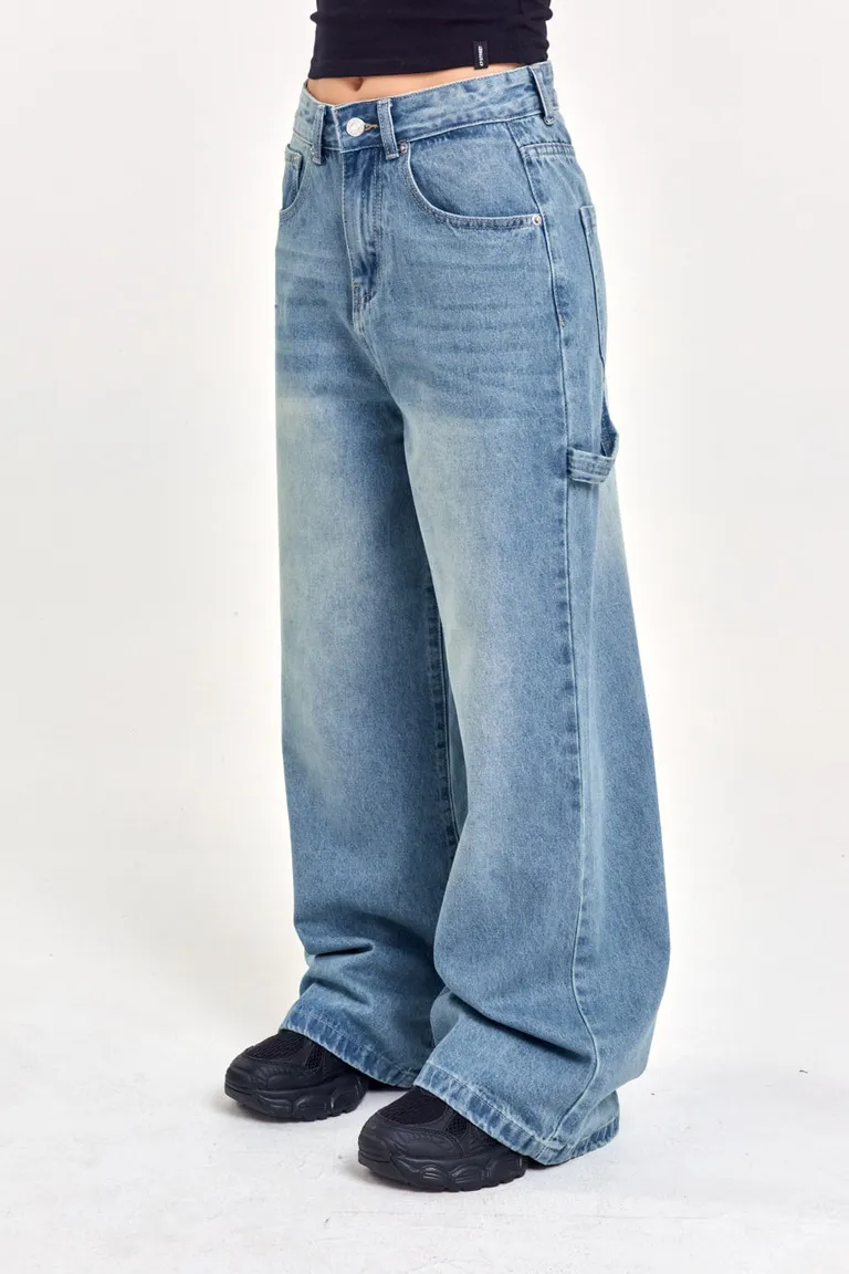 Pantalones de tiro medio con pierna amplia y lavado artesanal de 47 Street en Pantalones para argentina