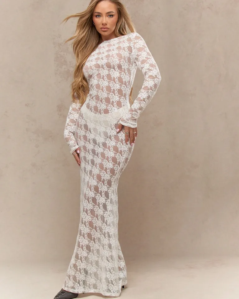 Vestido largo gasa encaje de Missguided en Vestidos para argentina