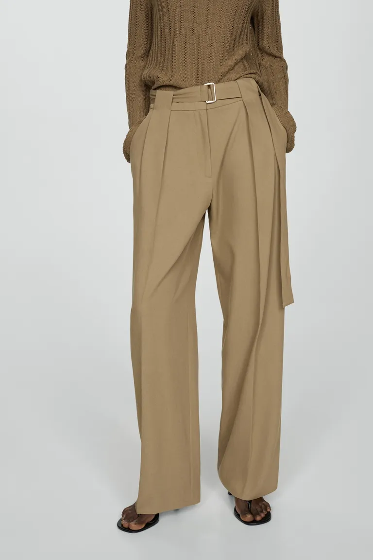 Pantalón recto con cinturón de Mango en Pantalones para argentina
