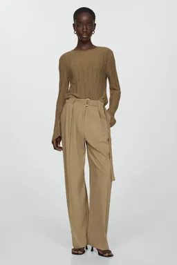 Pantalón recto con cinturón de Mango en Pantalones para argentina