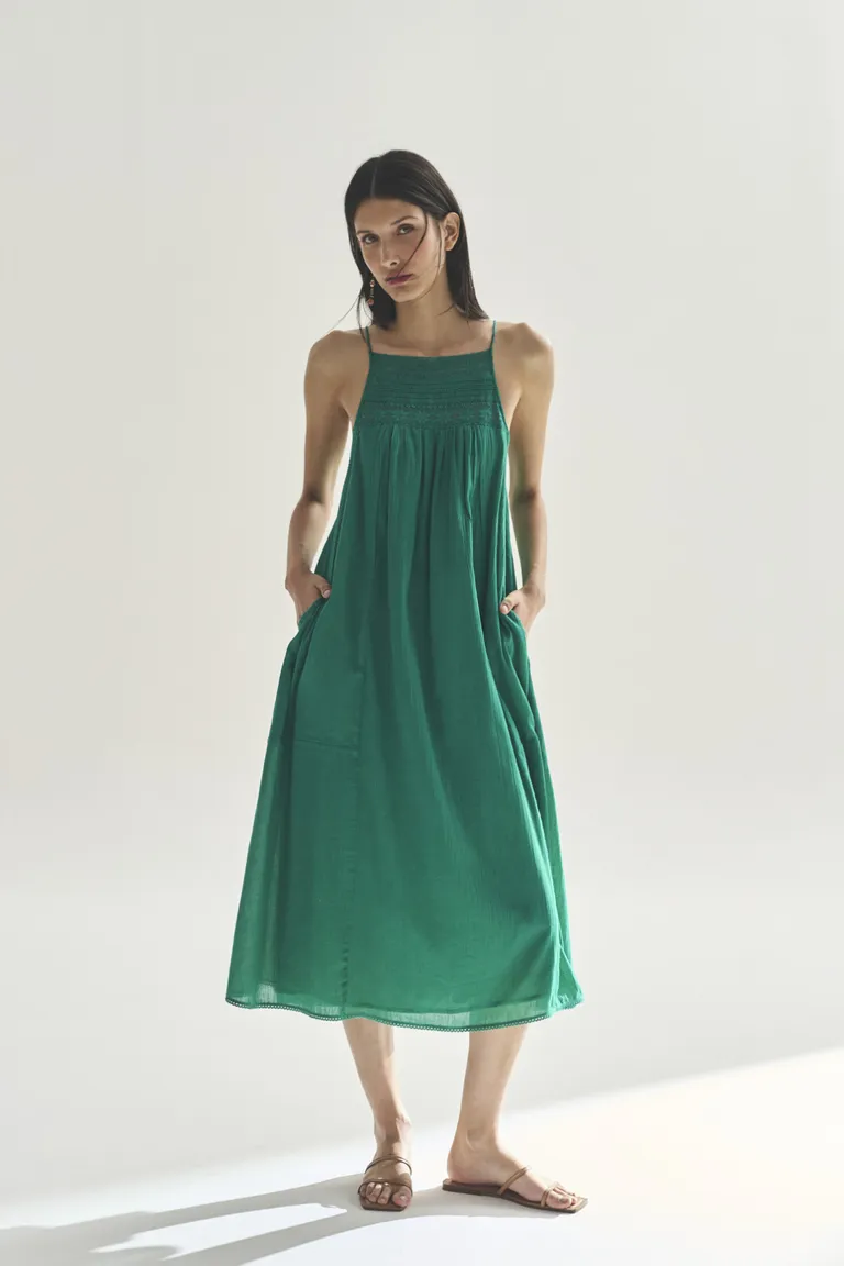 Vestido verde de estilo sencillo y elegante para mujer de Akiabara en Vestidos para argentina