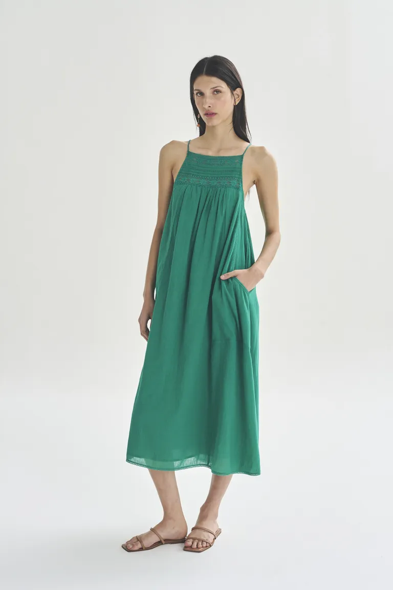 Vestido verde de estilo sencillo y elegante para mujer de Akiabara en Vestidos para argentina