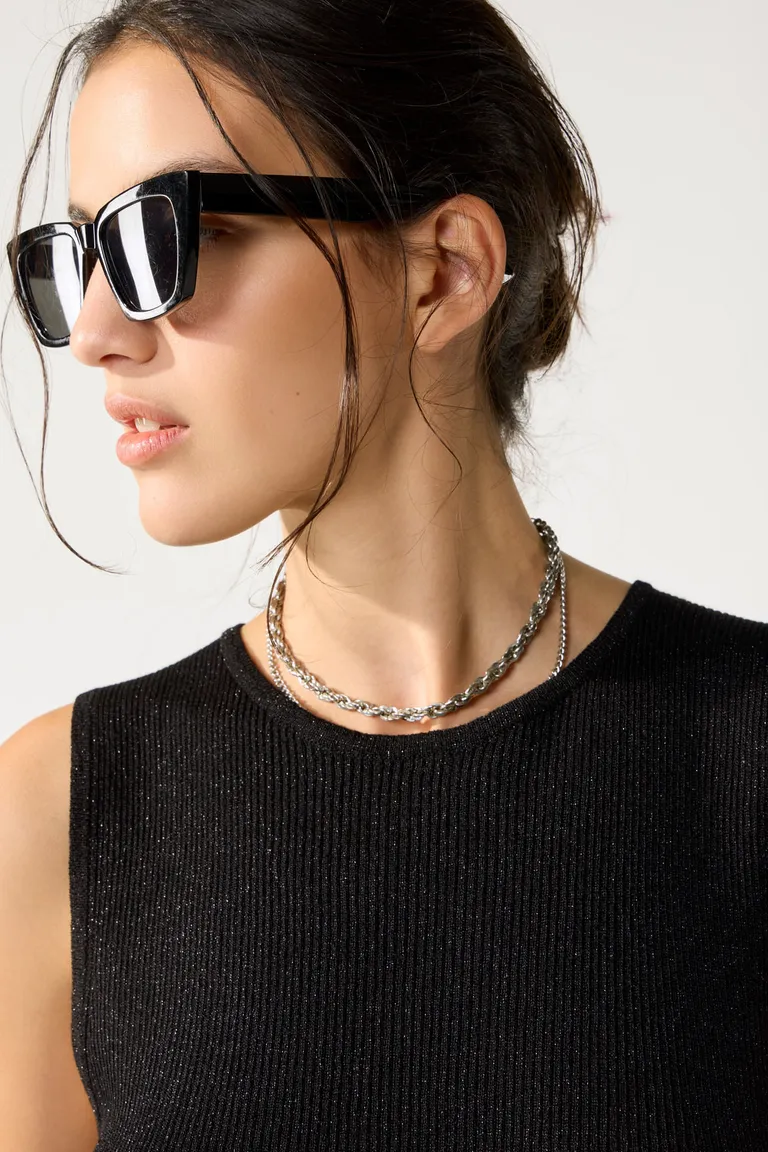 Musculosa negra de punto morley para mujer de Cuesta Blanca en Tops para argentina