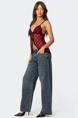 Top maude encaje transparente lazos de Edikted en Tops para argentina