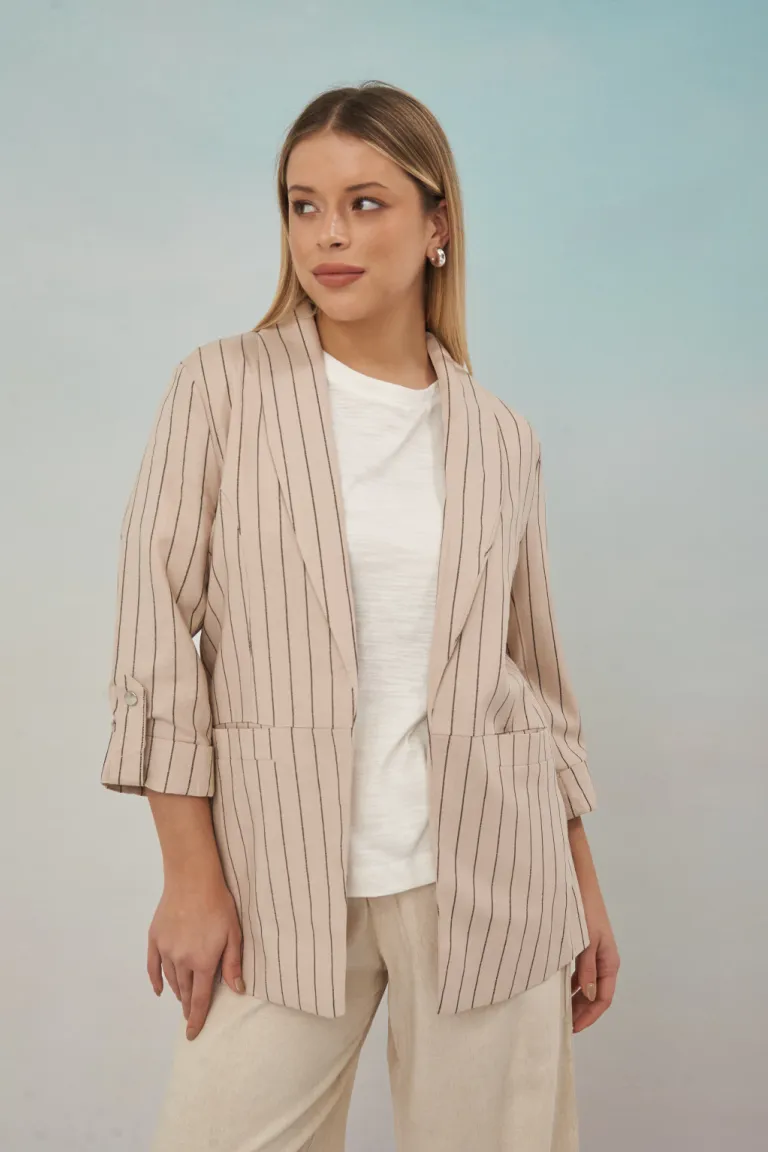 Blazer a rayas de corte elegante y moderno para mujeres de Apricot en Blazers para argentina