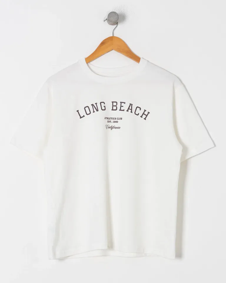 Remera oversized con estampa en relieve de Long Beach de Sky en Remeras para argentina