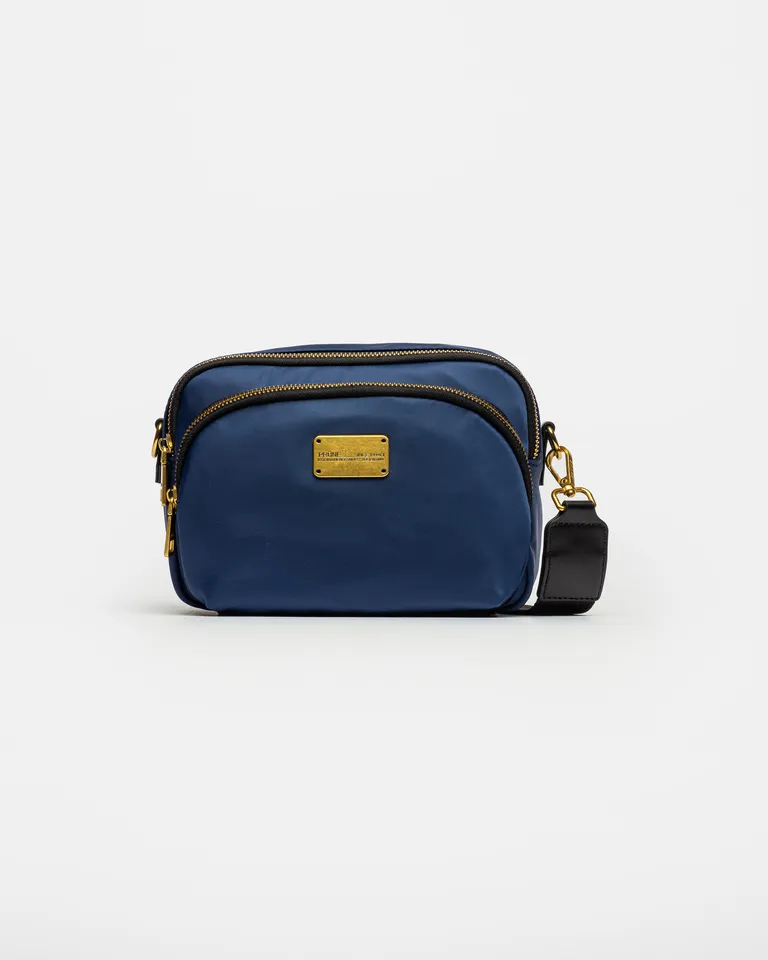 Mini bolso azul marino de nylon con cierres dorados y logo - Accesorio de moda urbano y deportivo de Prüne en Bolsos y Carteras para argentina