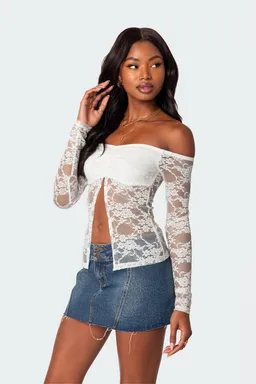 Top odessa encaje dividido de Edikted en Blusas para argentina