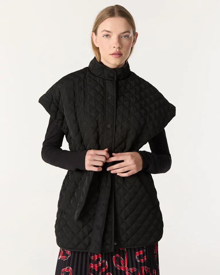 Chaleco acolchado con cuello alto cierre de broches y lazo de ajuste en cintura de Furzai en Chalecos para argentina