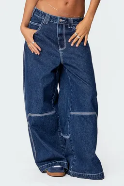 Jeans tiro bajo costura contraste de Edikted en Pantalones para argentina