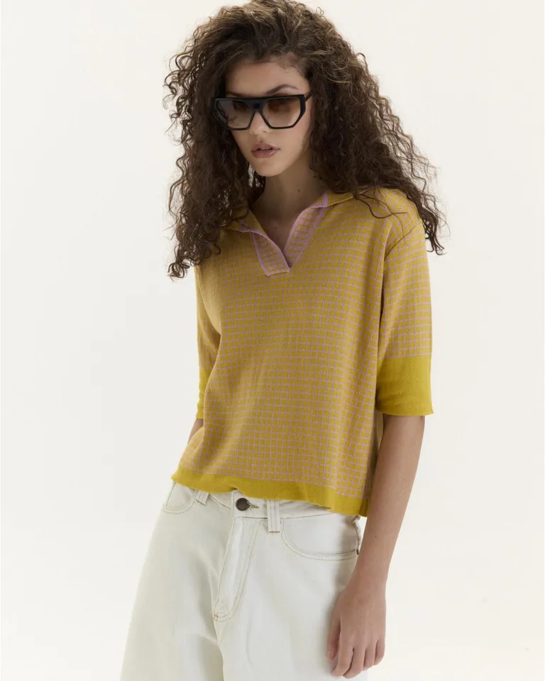 Remera Reversible Bicolor de Jacquard con Cuello Invertido de Blue Sheep en Remeras para argentina