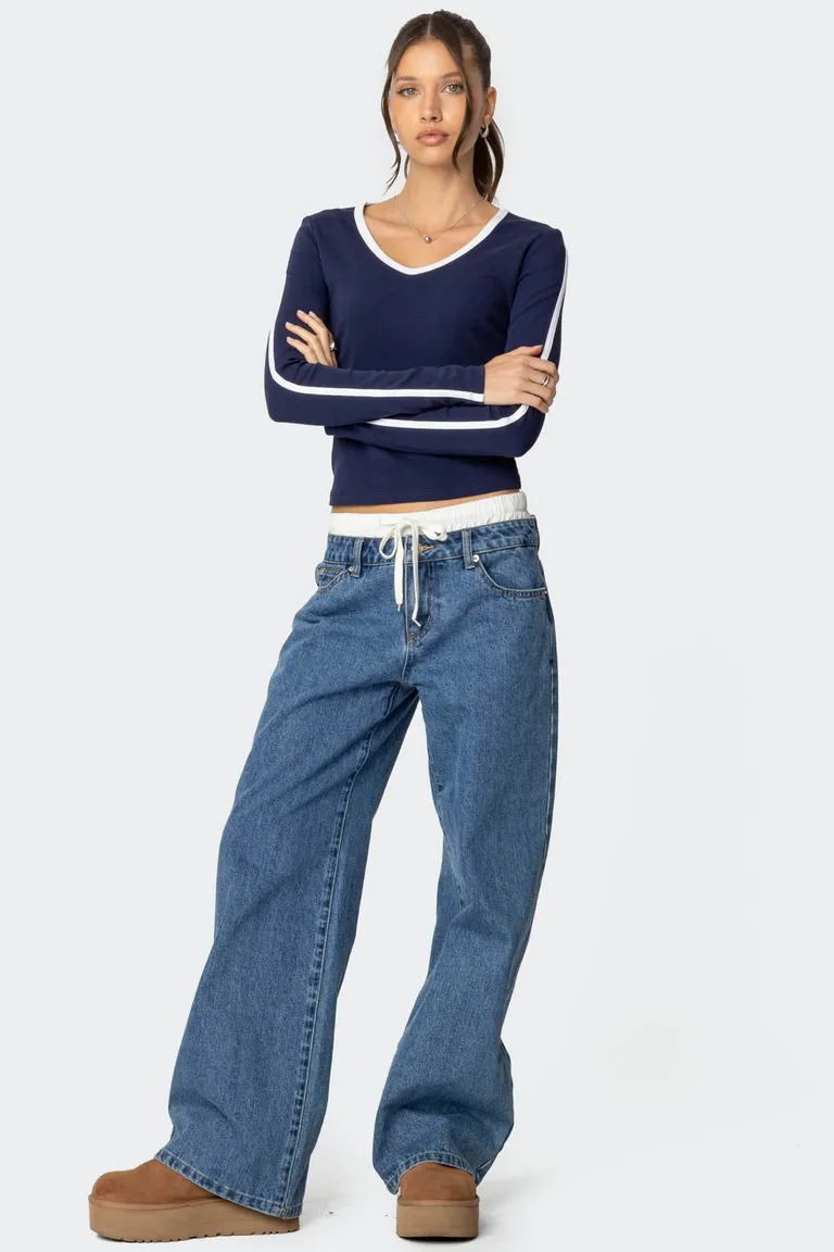 Remera manga larga cuello contraste de Edikted en Remeras para argentina