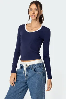 Remera manga larga cuello contraste de Edikted en Remeras para argentina