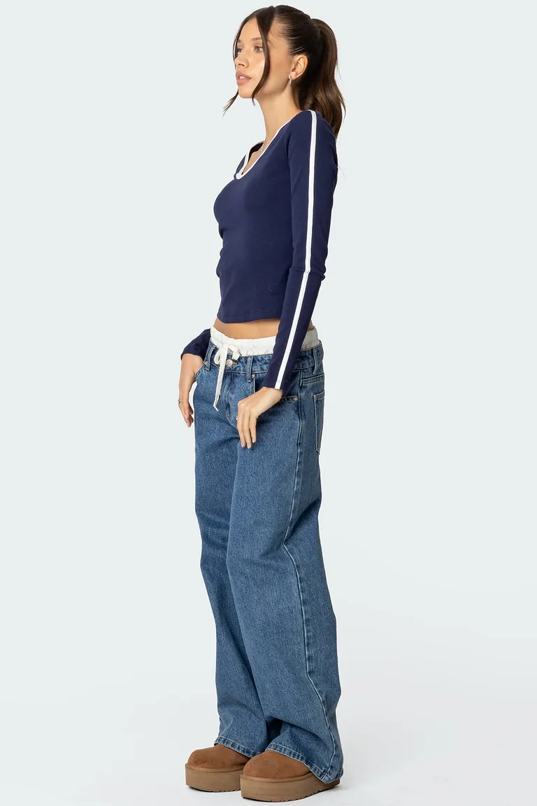 Remera manga larga cuello contraste de Edikted en Remeras para argentina