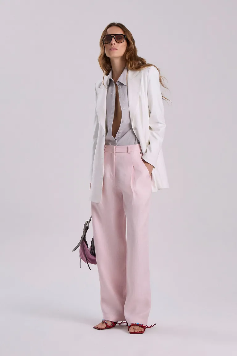 Pantalón estilo sastrero de lino rosa para mujer de Maria Cher en Pantalones para argentina