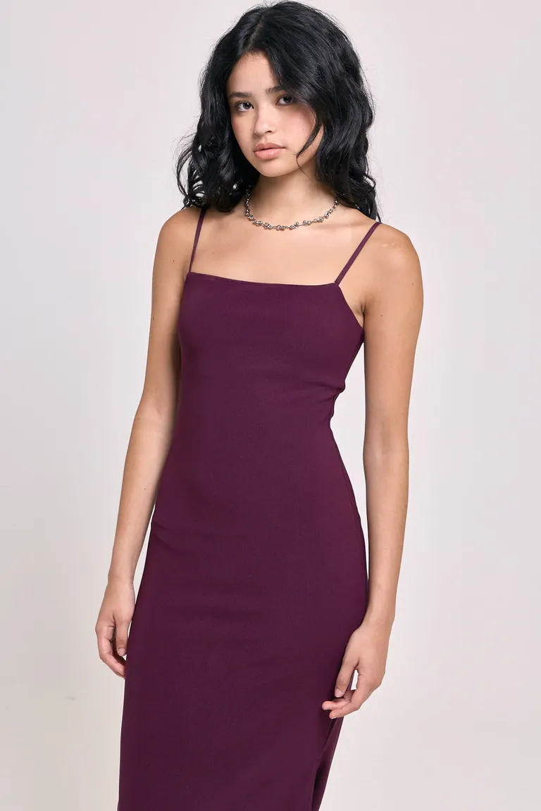 Vestido largo al cuerpo con breteles finos y tajo lateral en el ruedo de 47 Street en Vestidos para argentina