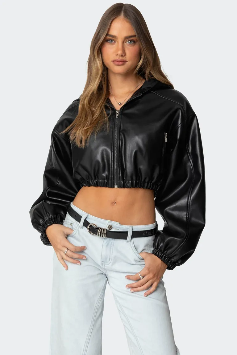 Campera cuero sintético con capucha de Edikted en Chaquetas para argentina