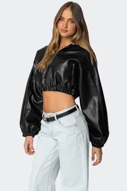 Campera cuero sintético con capucha de Edikted en Chaquetas para argentina