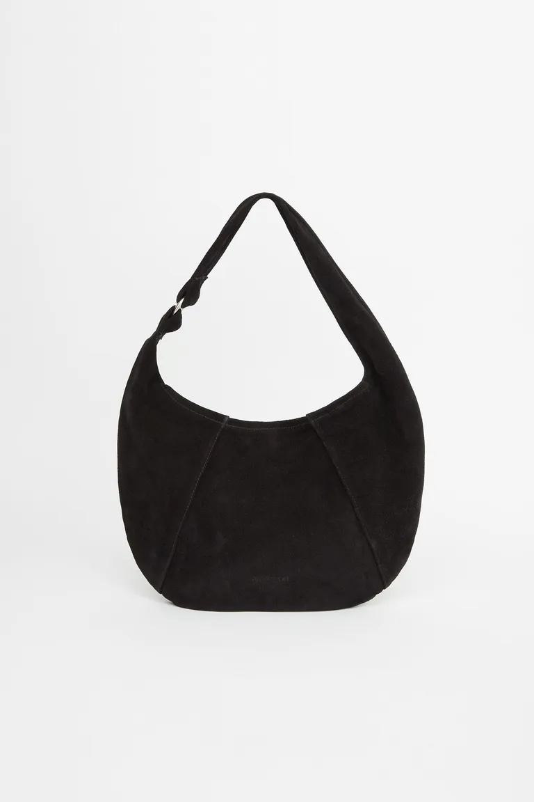 Cartera de gamuza negra de diseño redondeado con recortes y manija continua de Ay Not Dead en Bolsos y Carteras para argentina