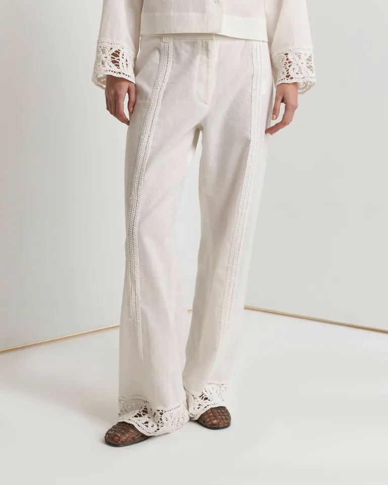 Pantalón de corte recto y cintura elástica con detalles sofisticados de Prüne en Pantalones para argentina