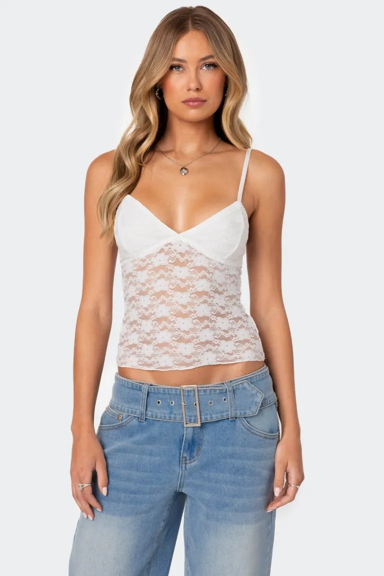 Musculosa eira encaje transparente de Edikted en Tops para argentina