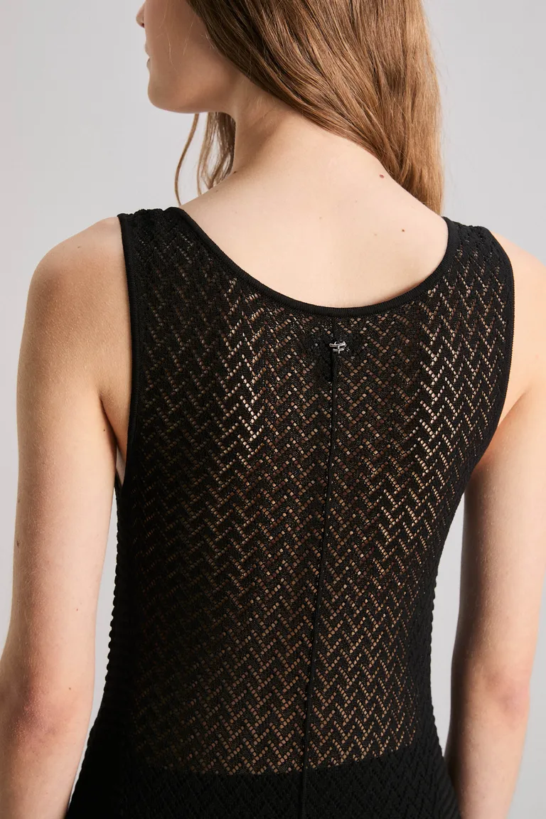 Vestido Hollow negro de corte slim y largo maxi con diseños calados exclusivos de Kosiuko en Vestidos para argentina