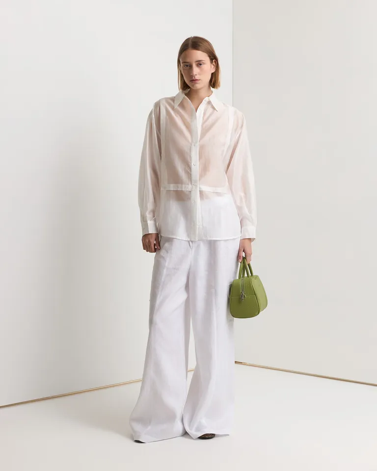 Camisa blanca oversize de manga larga con diseño de tendencia de Prüne en Camisas para argentina