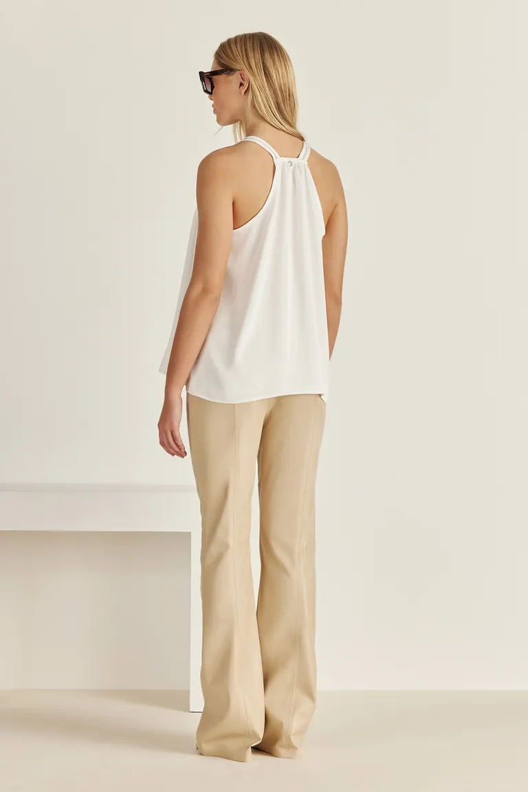 Top satinado con escote americano y detalles metálicos de Tucci en Tops para argentina