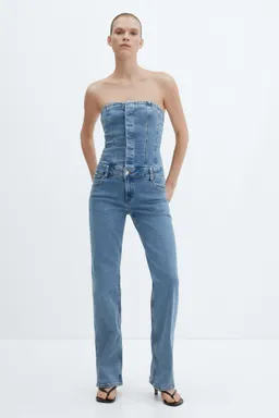 Mono denim strapless de Mango en Monos para argentina