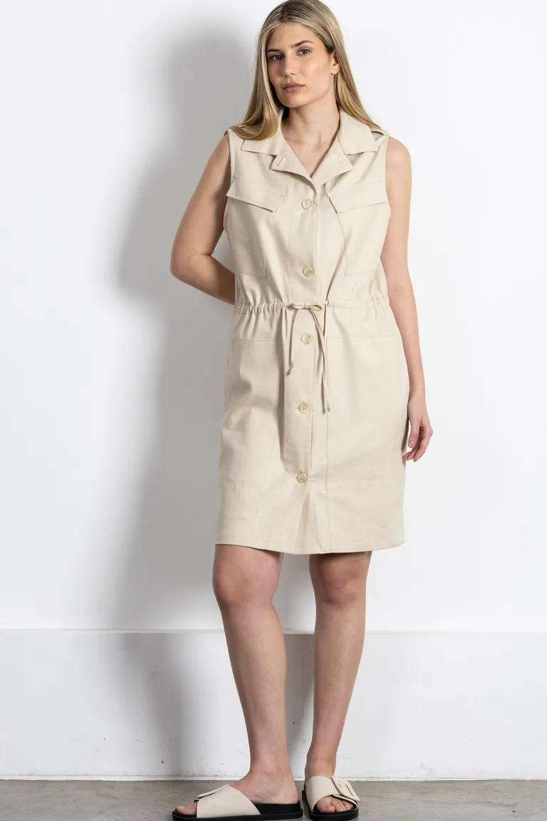 Vestido corto de lino con cuello camisero y cinturón ajustable de Kill en Vestidos para argentina